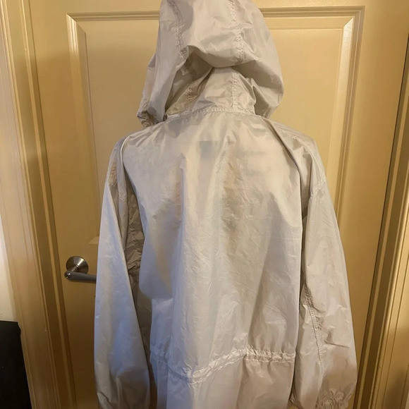 Totes Rain Hooded Rain Jacket XL Beige Khaki Drawstring Waist Pockets - Picture 2 of 7